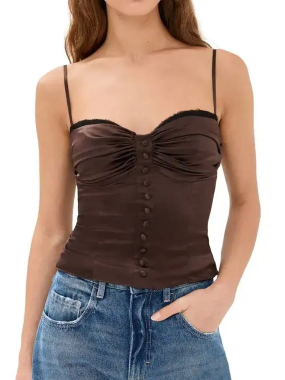 Reformation Ursula Top Brown 100% silk sz 10